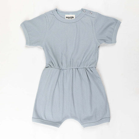 Babies + Kids - Ribbed Cotton Romper - Capri Blue