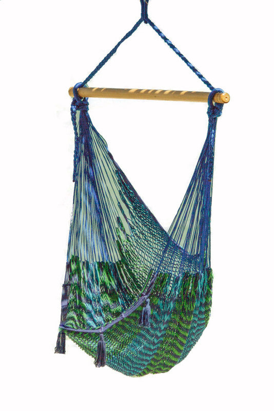 Extra Large Outdoor Cotton Mexican Hammock Chair in Caribe Colour