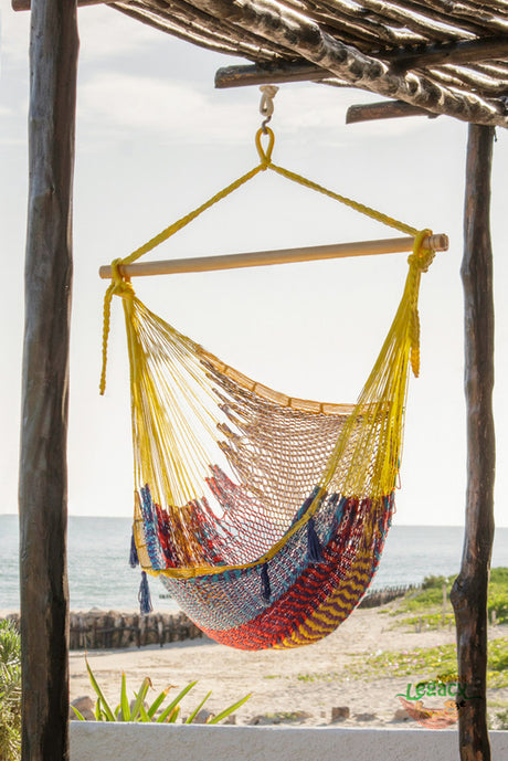 Extra Large Outdoor Cotton Mexican Hammock Chair in Confeti Colour