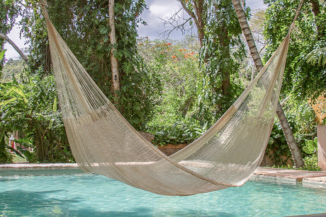 Jumbo Size Super Nylon Mexican Hammock in Cream Colour