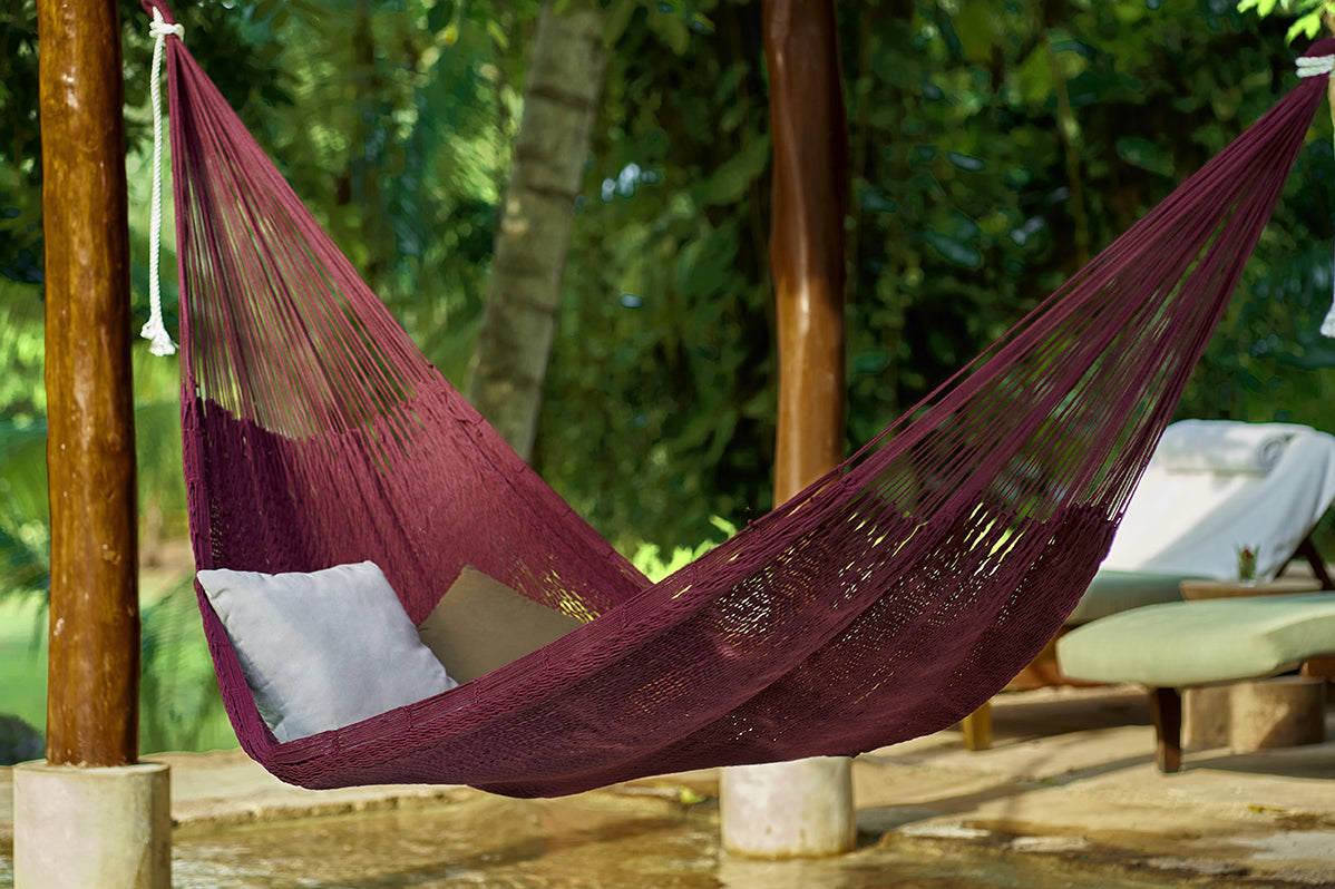 Outdoor undercover cotton  hammock King size Maroon