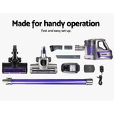 Handheld Vacuum Cleaner Cordless Roller Brush Head 150W Purple