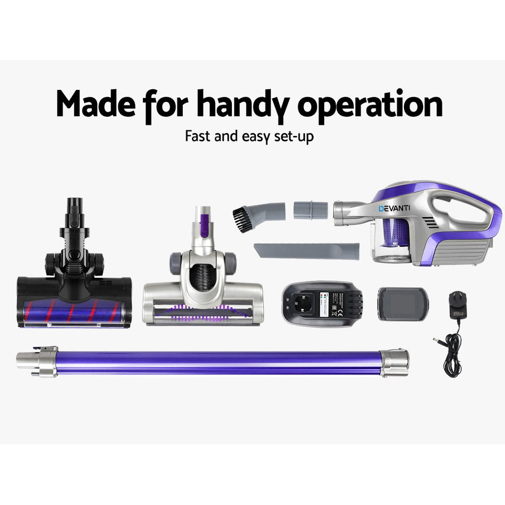 Handheld Vacuum Cleaner Cordless Roller Brush Head Purple