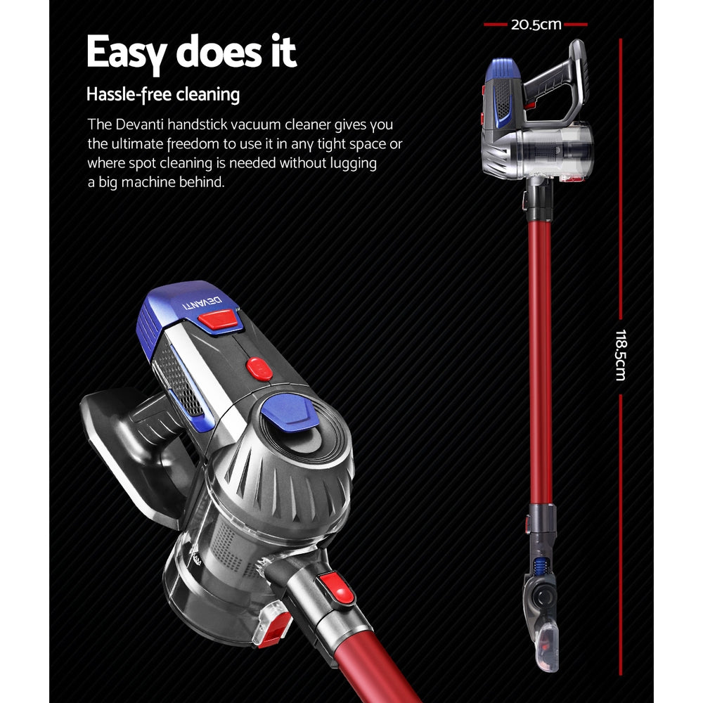 Handheld Vacuum Cleaner Bagless Cordless Red 150W