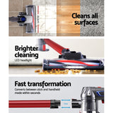 Handheld Vacuum Cleaner Bagless Cordless Red 150W