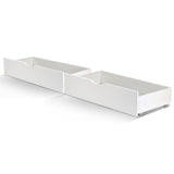 Set of 2 Bed Frame Storage Drawers Timber Trundle for Wooden Bed Frame Base White