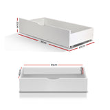 Set of 2 Bed Frame Storage Drawers Timber Trundle for Wooden Bed Frame Base White