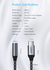 Type C to 3.5mm Female cable 10CM 30632 (not for Samsung Smartphone )
